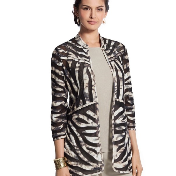 Chico's Jackets & Blazers - Chico’s Travelers Collection Tiger Striped Open Front Jacket